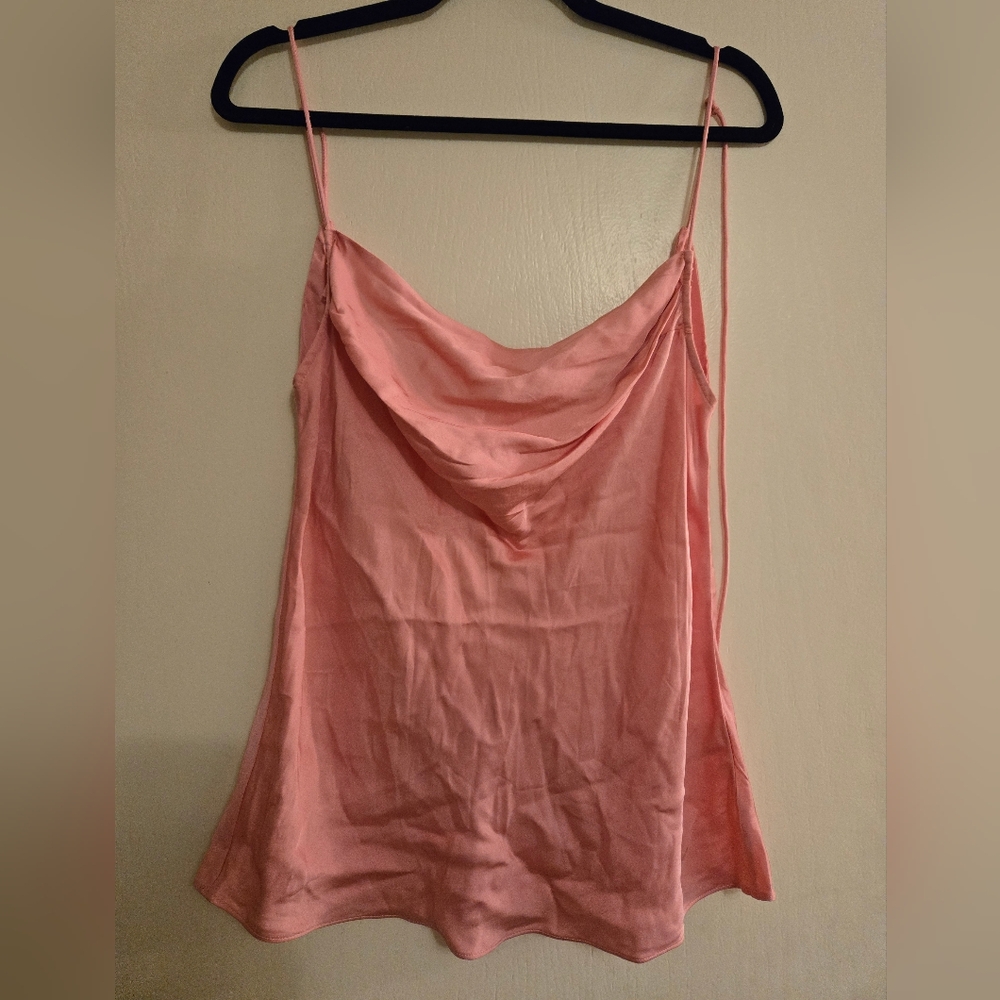 Pink Satin Cowl Neck Camisole